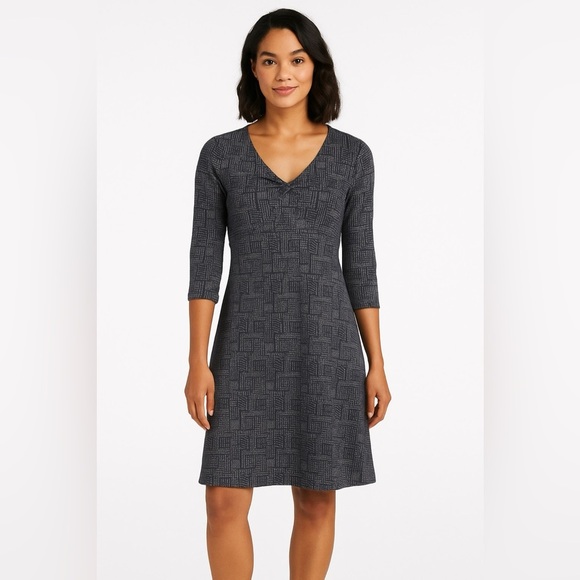 🆕 Toad&Co Rosalinda Dress Dark Graphite Basket Print M - Picture 1 of 6